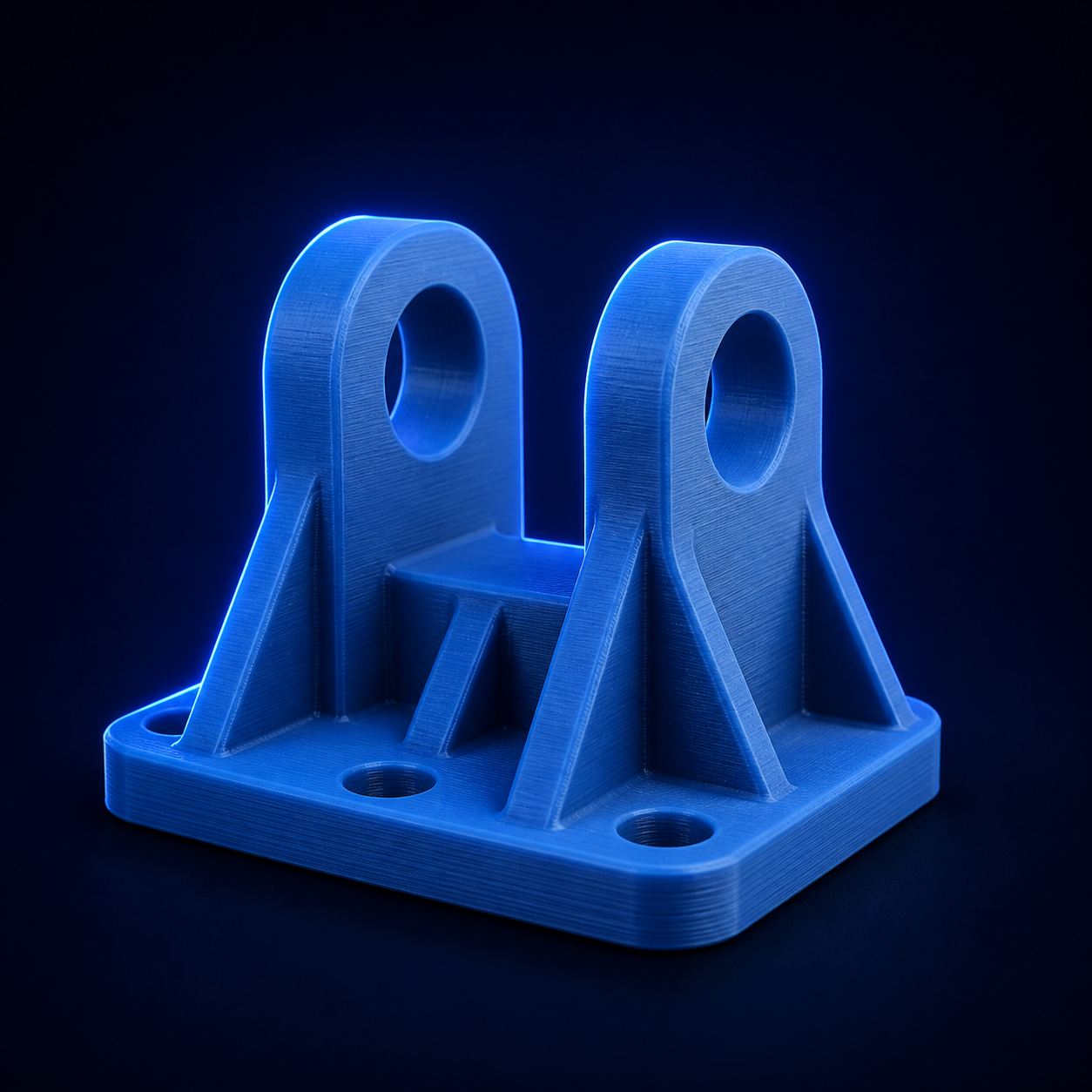 Suporte funcional azul produzido por impressão 3D